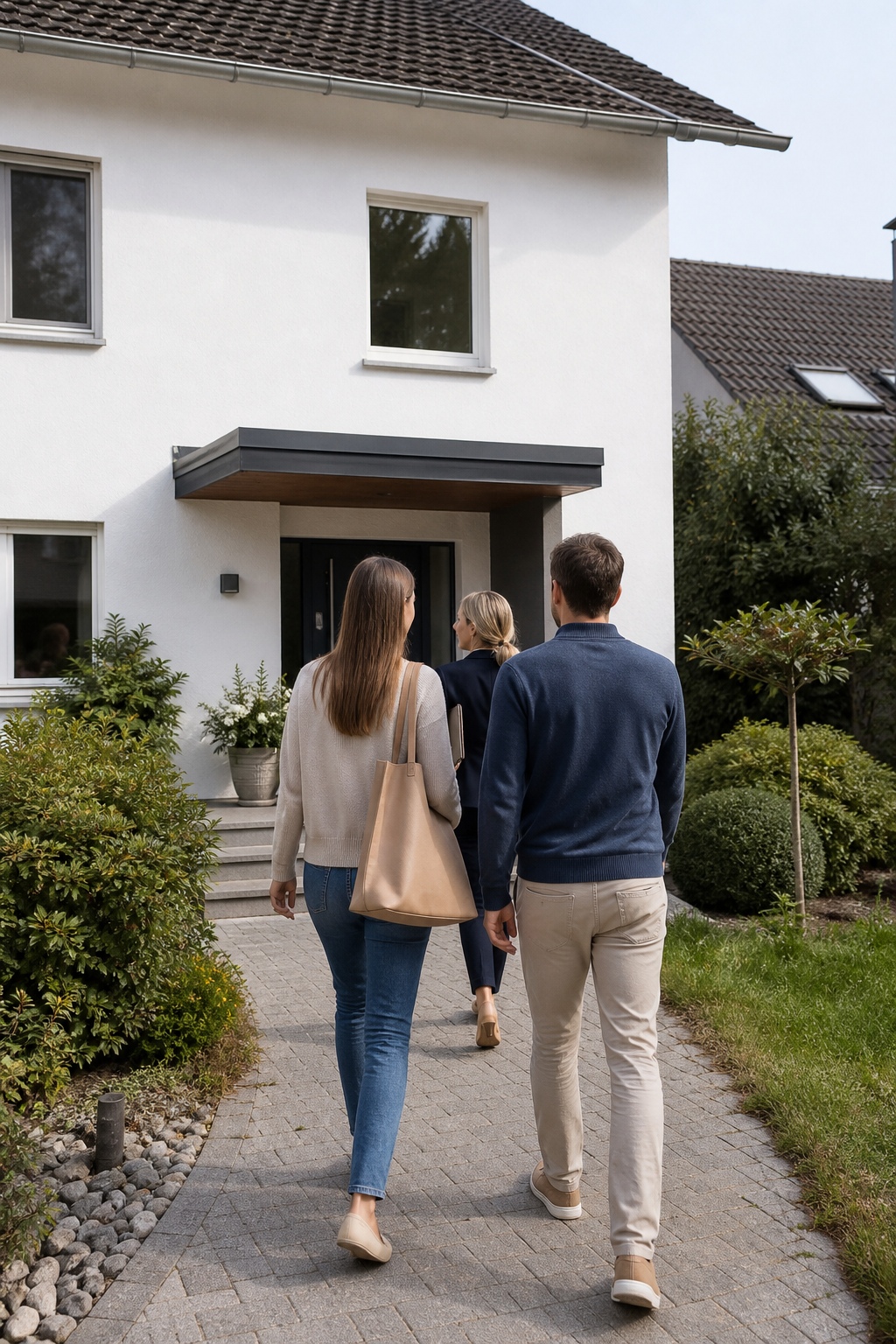 A couple on their way to a house viewing